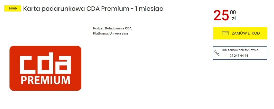 CDA premium 1 miesiąc kod dostępu do telewizji internetowej
