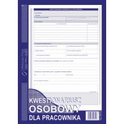 KWESTIONARIUSZ OSOBOWY DLA PRACOWNIKA A4, 40 str., Michalczyk 504-B
