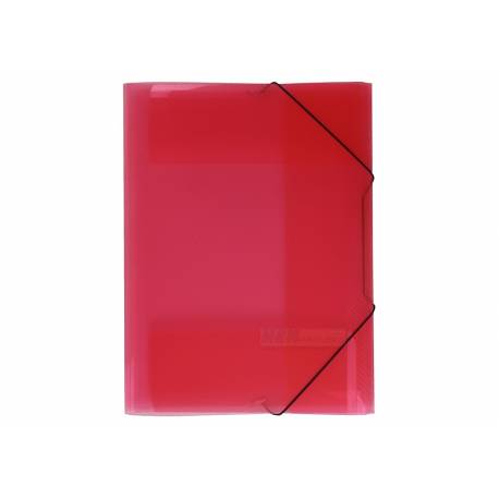 Teczka z gumką PP wąska Biurfol TG11, transparentny czerwony