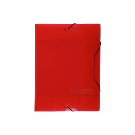 Teczka plastikowa, teczka z gumką na dokumenty A4, Biurfol 4 cm, transp. Czerwona