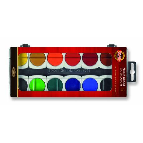 Farby akwarelowe Koh-i-noor kryjące 175504 12 kolorów 30mm