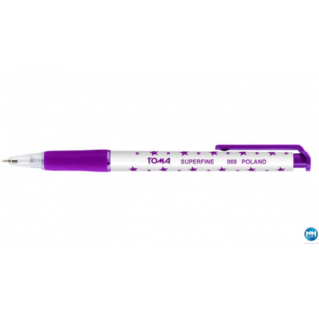 Długopis SUPERFINE AUTOMAT w gwiazdki - fioletowy TOMA