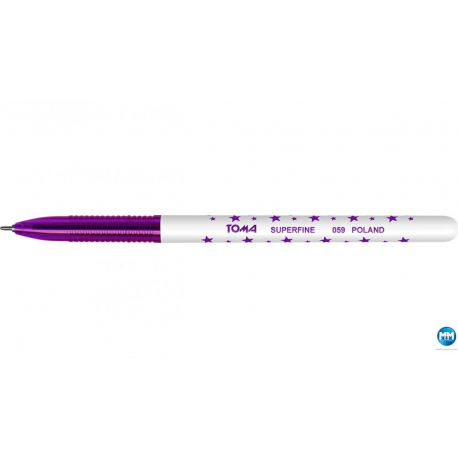 Długopis SUPERFINE w gwiazdki - fioletowy TOMA