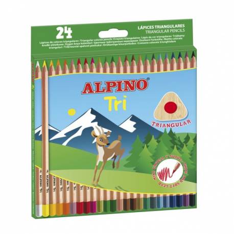Kredki ołówkowe trójkątne, cienkie, 24 kolorów Alpino Tri