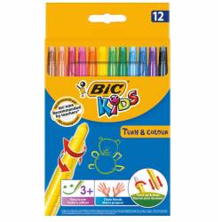 Kredki świecowe wykręcane Bic Kids Turn & Color 12 kolorów