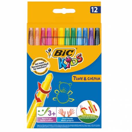 Kredki świecowe wykręcane Bic Kids Turn & Color 12 kolorów
