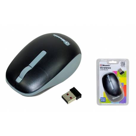 Mysz bezprzewod MSONIC MX707K optyczna 3 przyciski 1000dpi czarno-szar