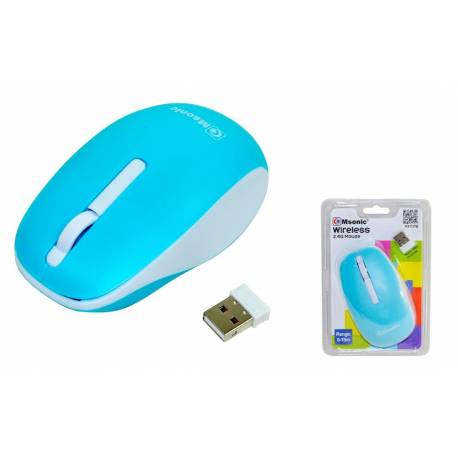 Mysz bezprzewod MSONIC MX707B optyczna 3 przyciski 1000dpi niebiesko-b