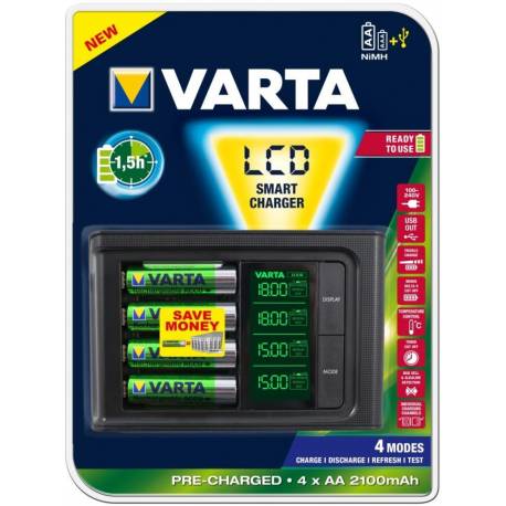 Ładowarka VARTA LCD Smart Charger + 4 akumulatory AA 2100mah