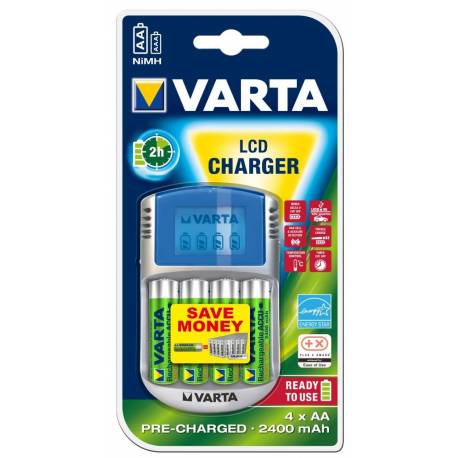 Ładowarka akumulatorków VARTA LCD Charger + 4 akumulatory AA 2400mah