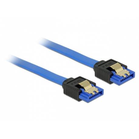 Kabel Delock SATA DATA III 0,10m z zatrzaskami metalowymi niebieski