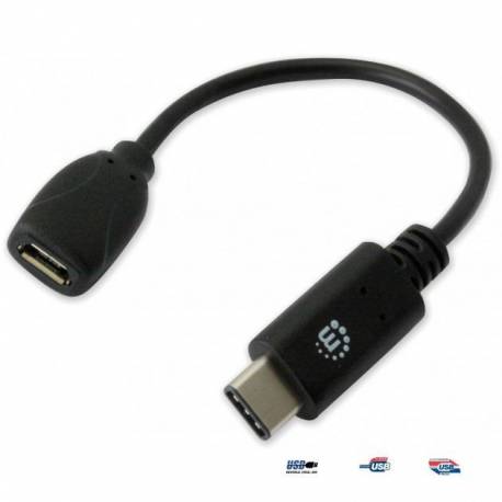 Kabel USB Manhattan MUSB20-CMBF02 USB 2.0 MIC-C/MIC-B M/F 0,15m, czarn