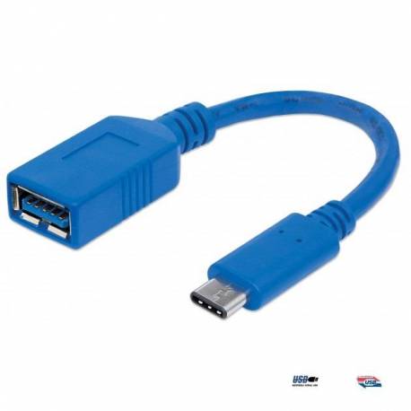 Kabel USB Manhattan MUSB31-CMAF02 USB 3.1 GEN1 MIC-C/A M/F 0,15m, nieb