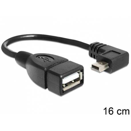 Kabel USB MINI Delock kątowy 90”- USB AM(F) OTG 0,16m
