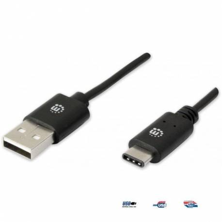 Kabel USB Manhattan MUSB20-CMAM10 USB 2.0 MIC-C/A M/M 1m, czarny ICOC