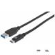 Kabel USB Manhattan MUSB312-CMAM10 USB 3.1 GEN2 MIC-C/A M/M 1m, czarny