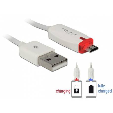 Kabel Delock AM-MBM5P USB Micro 2.0+ wskaźnik ładowania LED 1m white