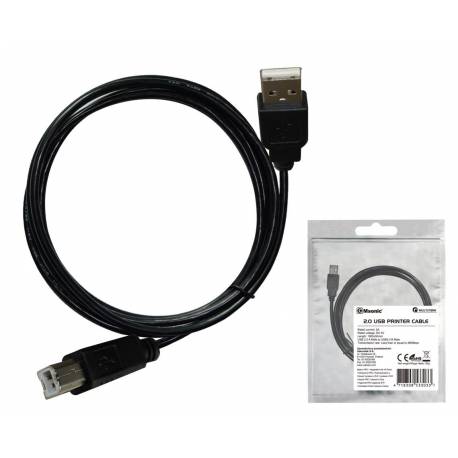 Kabel do drukarki Msonic MLU1218NK USB 2.0 A-B M/M 1,8m czarny