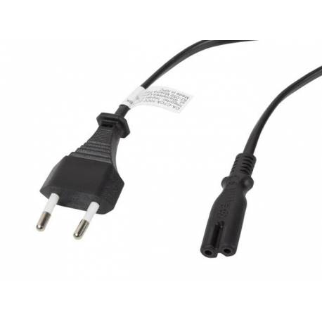 Kabel zasilający CEE 7/16, IEC 320 C7 EURO radiowy 1,8m czarny