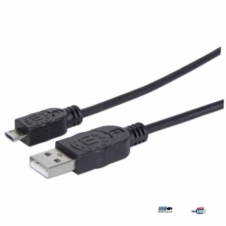 Kabel USB Manhattan MUSB-A-018 USB 2.0 A-Micro B M/M 1,8m, czarny ICOC