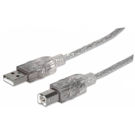 Kabel USB Manhattan ICOC U-AB-50-U2 USB 2.0 A-B M/M, 5m, srebrny