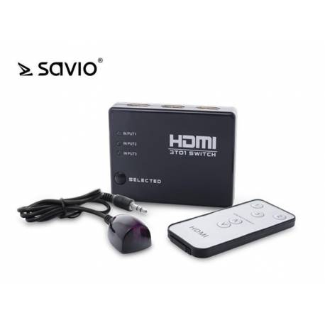 Switch HDMI 3 porty + pilot Savio CL-28