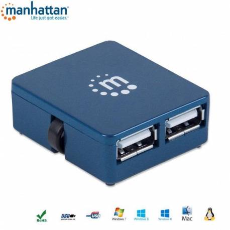 Hub USB Manhattan IUSB2-HUB605 4 porty 2.0 Micro, niebieski