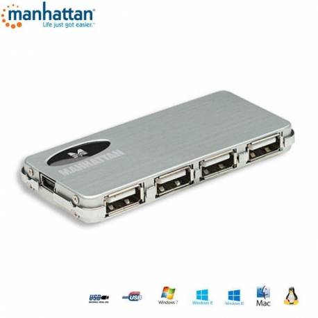 Hub USB Manhattan IUSB2-HUB612 4 porty 2.0 Slim+Zasilacz