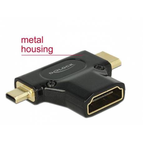 Adapter Delock HDMI (F) - HDMI (M) + micro HDMI (M)