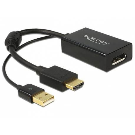 Adapter Delock HDMI(M) - Displayport1.2(F) + zasilanie USB 0.24m