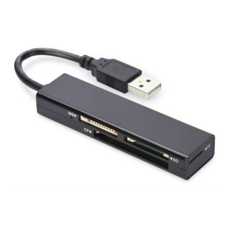 Czytnik kart Ednet 4-portowy USB 2.0 CF, SD, MicroSD/SDHC, MS, czarny