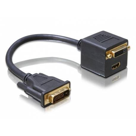 Adapter Delock DVI-D(M)(24+1)DL- DVI-D(F)(24+1)DL +HDMI 0,2m