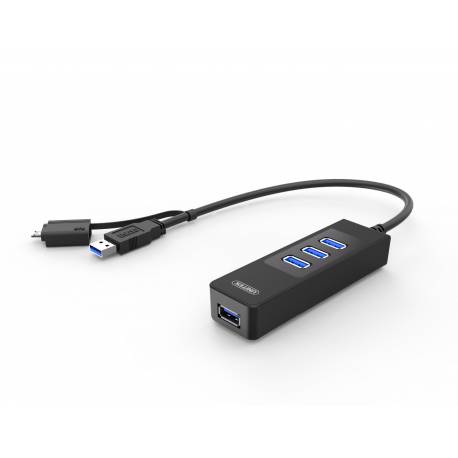Hub USB Unitek Y-3046A 4xUSB 3.0 OTG czarny