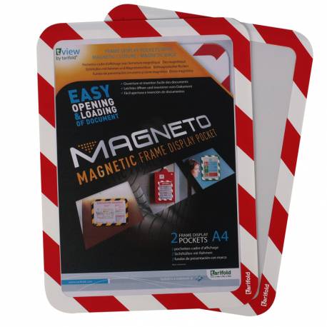 Tabliczka informacyjna, kieszeń magnetyczna A4, Magneto Safety, 2 szt, czerwony