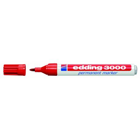 Marker permanentny, pisak Edding 3000 alu, okrągły, czerwony