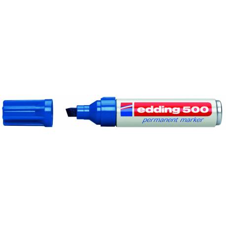 Marker permanentny, gruby flamaster Edding 500, ścięty, niebieski