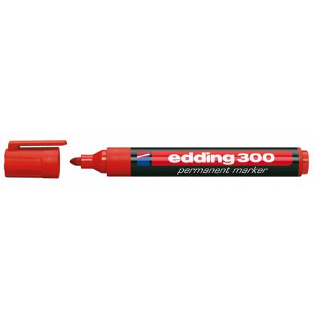 Marker permanentny, mazak Edding 300, okrągły, pisak czerwony