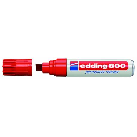 Marker permanentny, gruby flamaster Edding 800, ścięty, czerwony
