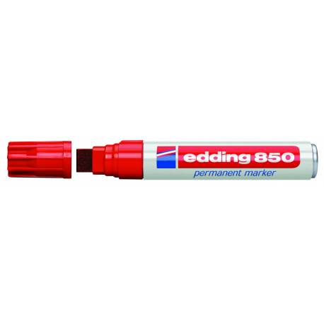 Marker permanentny, gruby flamaster Edding 850, ścięty, czerwony