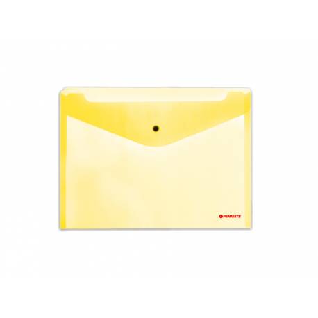 Teczka kopertowa, plastikowa na zatrzask, Penmate A4, żółta
