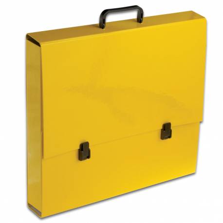 Teczka z rączką, kartonowa, na dokumenty A3, 5,5cm, żółta pastelowa