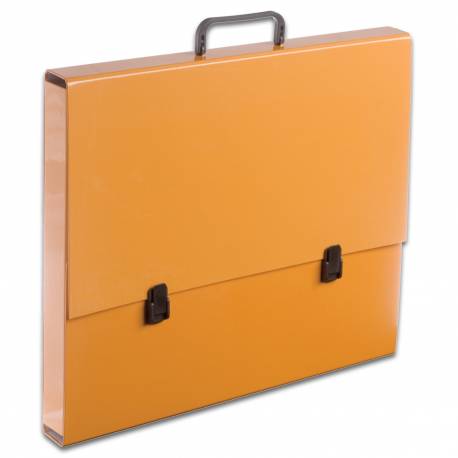 Teczka z rączką, kartonowa, na dokumenty A3, 5,5cm, pomarańczowa pastelowa