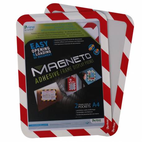 Kieszenie samoprzylepne, Magneto Safety A4, magnetyczne, 2 szt, czerwony