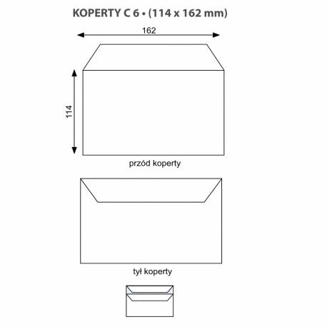 Koperty C6 rozmiary 114x162 mm, list koperty białe SK samoklejące 1000 sztuk