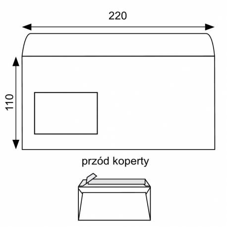 Koperty z okienkiem DL, list koperty samoklejące z paskiem HK białe okno lewe 1000szt.