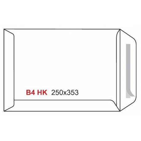 Koperty B4 wymiary 250x353 mm, koperty aktowe samoklejące z paskiem HK białe 50szt.