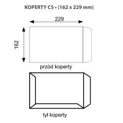 Koperta C5, wymiary 162x229 mm, koperty NK nieklejone białe 50szt.