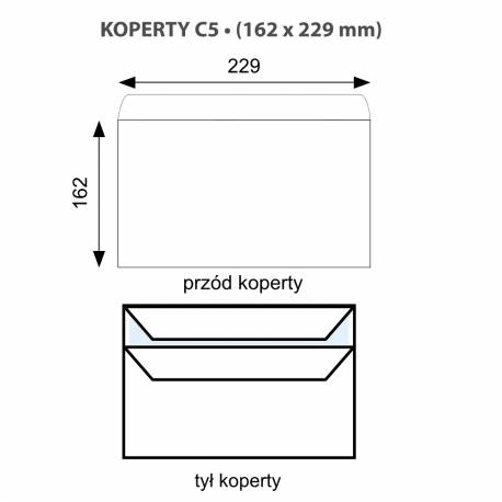 Koperty C5 wymiary 162x229 mm, koperty SK samoklejące białe 10szt.