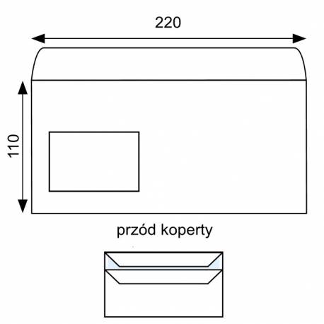 Koperty z okienkiem DL, list koperty samoklejące SK białe, 500 sztuk, okno lewe