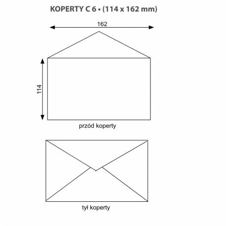 Koperty C6 rozmiary 114x162 mm, list koperty NK nieklejone, białe (1000 szt)